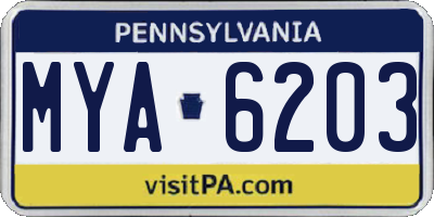 PA license plate MYA6203