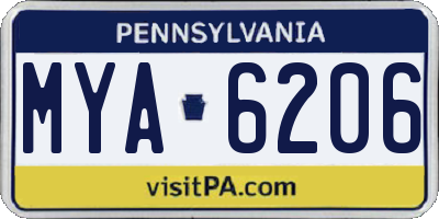 PA license plate MYA6206