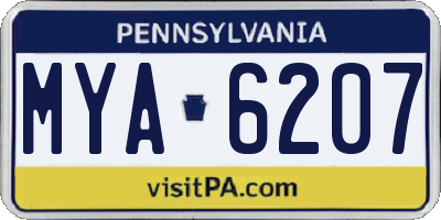 PA license plate MYA6207