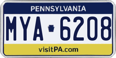 PA license plate MYA6208