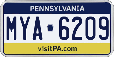 PA license plate MYA6209