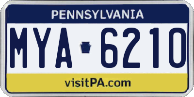 PA license plate MYA6210