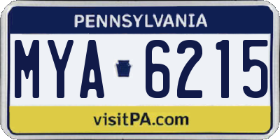 PA license plate MYA6215