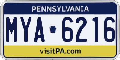 PA license plate MYA6216