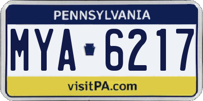 PA license plate MYA6217