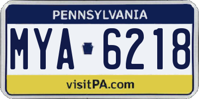 PA license plate MYA6218