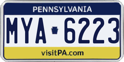 PA license plate MYA6223