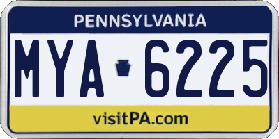PA license plate MYA6225