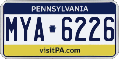 PA license plate MYA6226