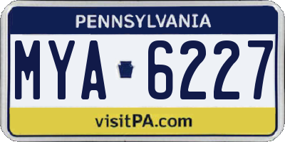 PA license plate MYA6227