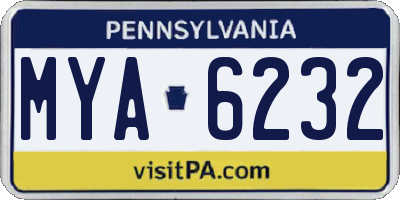 PA license plate MYA6232