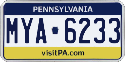 PA license plate MYA6233