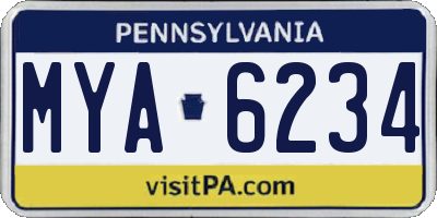PA license plate MYA6234