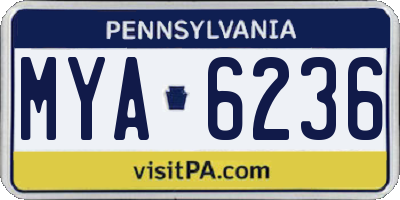 PA license plate MYA6236