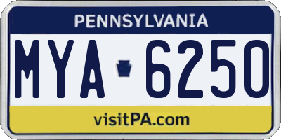 PA license plate MYA6250