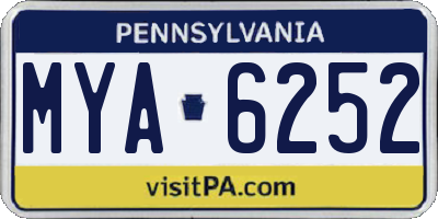 PA license plate MYA6252
