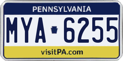 PA license plate MYA6255