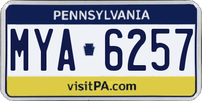 PA license plate MYA6257