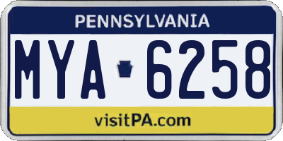 PA license plate MYA6258