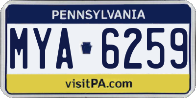 PA license plate MYA6259