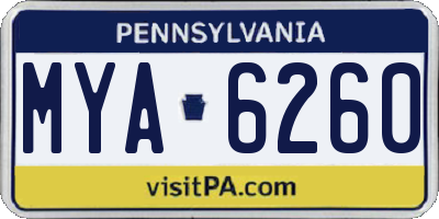 PA license plate MYA6260