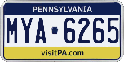 PA license plate MYA6265