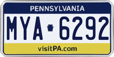 PA license plate MYA6292