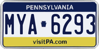 PA license plate MYA6293