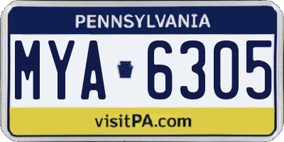 PA license plate MYA6305