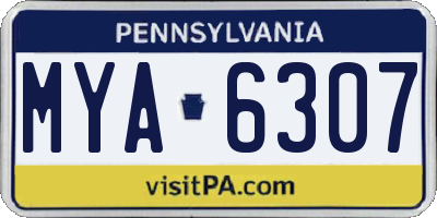 PA license plate MYA6307