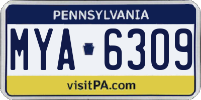 PA license plate MYA6309