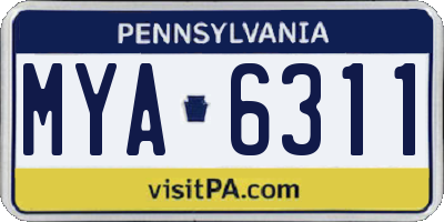PA license plate MYA6311