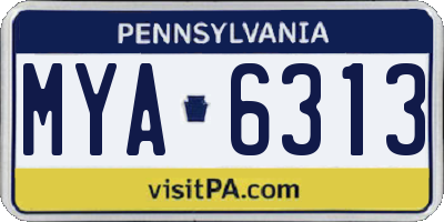 PA license plate MYA6313
