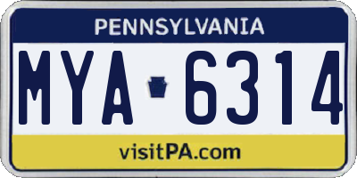 PA license plate MYA6314