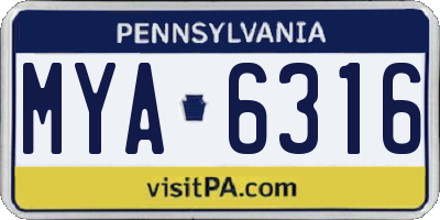 PA license plate MYA6316
