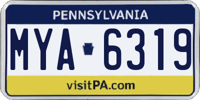 PA license plate MYA6319