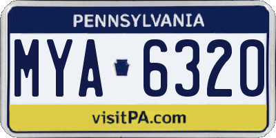 PA license plate MYA6320