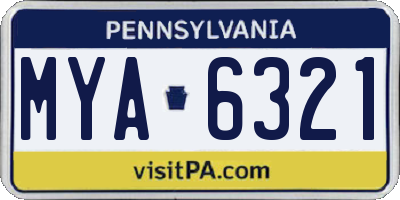 PA license plate MYA6321