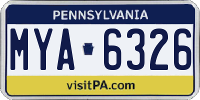 PA license plate MYA6326