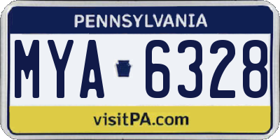 PA license plate MYA6328