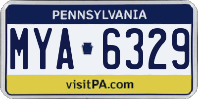 PA license plate MYA6329