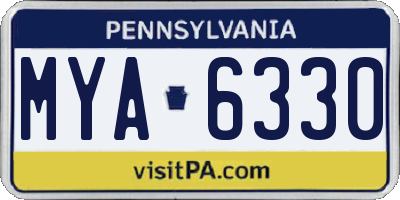 PA license plate MYA6330