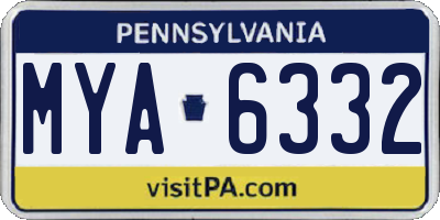 PA license plate MYA6332