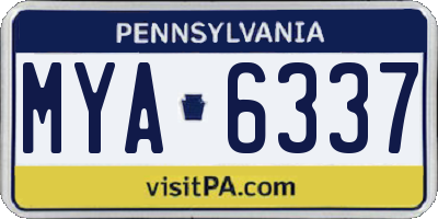 PA license plate MYA6337