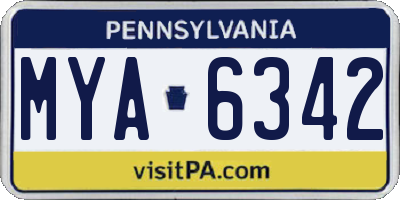 PA license plate MYA6342