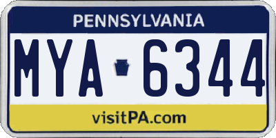 PA license plate MYA6344