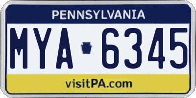 PA license plate MYA6345