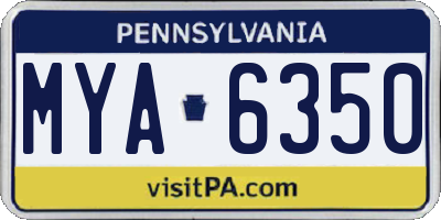 PA license plate MYA6350