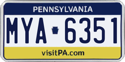PA license plate MYA6351