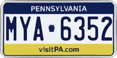 PA license plate MYA6352